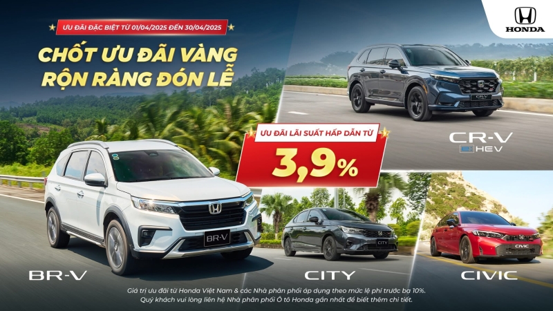 ƯU ĐÃI LỚN THÁNG 4/2025 – CƠ HỘI VÀNG SỞ HỮU Ô TÔ HONDA